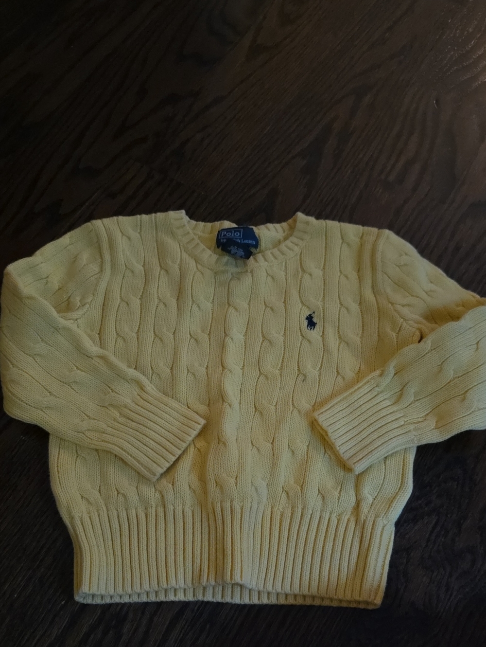 Polo by Ralph Lauren Pale Yellow Cable-Knit Crewneck Sweater - Men